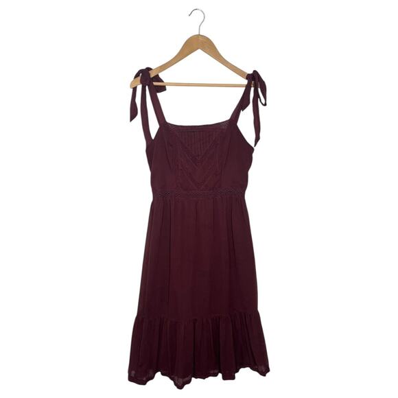 Abercrombie & Fitch Dresses & Skirts - Abercrombie Fitch Dress Womens S Midi Square Neck Chiffon Smocked Back Maroon